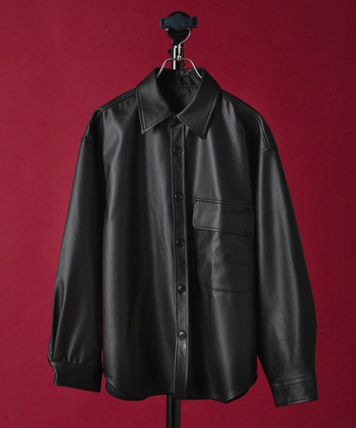 WEGO by こーせ（ウィゴーバイコーセ）の「∴WEGO by こーせ/フェイクレザービッグシルエットシャツ（シャツ/ブラウス・メンズ・ブラック・MEDIUM/LARGE）」の13枚目の写真