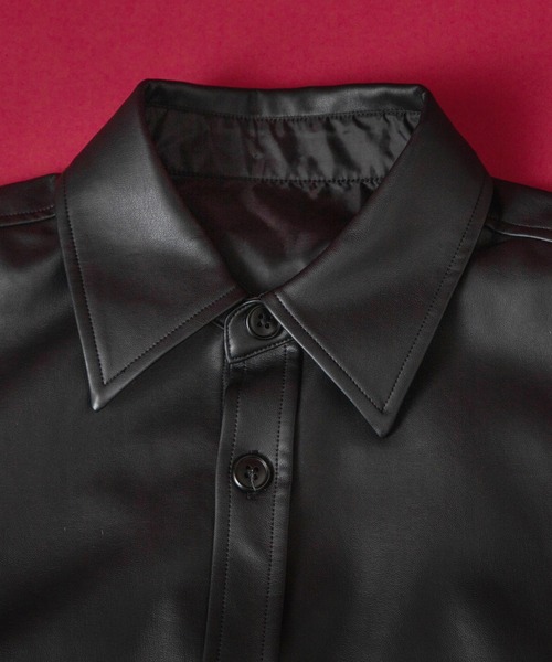 WEGO by こーせ（ウィゴーバイコーセ）の「∴WEGO by こーせ/フェイクレザービッグシルエットシャツ（シャツ/ブラウス・メンズ・ブラック・MEDIUM/LARGE）」の9枚目の写真