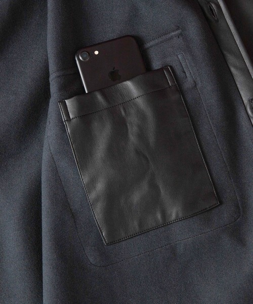 WEGO by こーせ（ウィゴーバイコーセ）の「∴WEGO by こーせ/フェイクレザービッグシルエットシャツ（シャツ/ブラウス・メンズ・ブラック・MEDIUM/LARGE）」の4枚目の写真