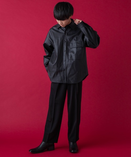 WEGO by こーせ（ウィゴーバイコーセ）の「∴WEGO by こーせ/フェイクレザービッグシルエットシャツ（シャツ/ブラウス・メンズ・ブラック・MEDIUM/LARGE）」の6枚目の写真