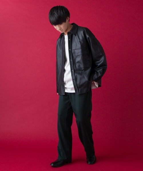 WEGO by こーせ（ウィゴーバイコーセ）の「∴WEGO by こーせ/フェイクレザービッグシルエットシャツ（シャツ/ブラウス・メンズ・ブラック・MEDIUM/LARGE）」の8枚目の写真