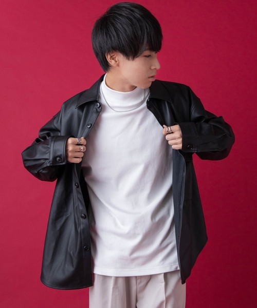 WEGO by こーせ（ウィゴーバイコーセ）の「∴WEGO by こーせ/フェイクレザービッグシルエットシャツ（シャツ/ブラウス・メンズ・ブラック・MEDIUM/LARGE）」の5枚目の写真