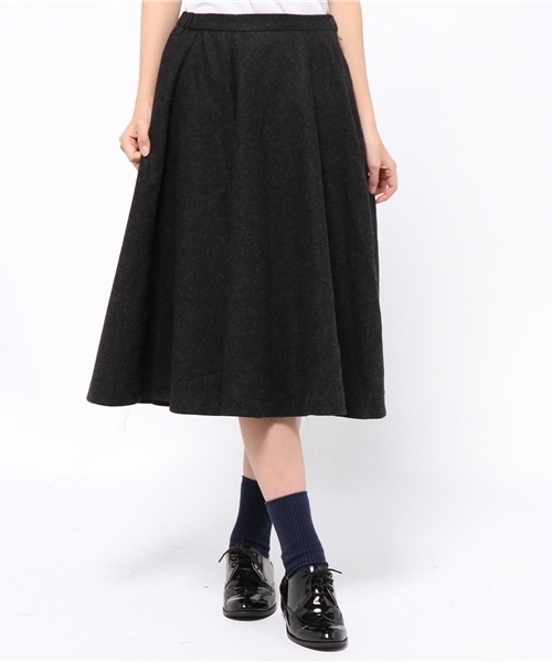 CIAOPANIC（チャオパニック）の「【Ciaopanic】ウール混ミモレ丈フレアSK（スカート・レディース・ライトベージュ/グレー/チャコールグレー・FREE）」の2枚目の写真