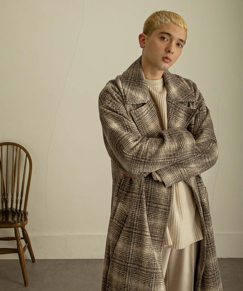 NILWAY（ニルウェイ）の「チェックツイードオーバーダブルチェスターコート（チェスターコート・メンズ・ホワイト/ブラック/ベージュ・MEDIUM/LARGE）」の13枚目の写真
