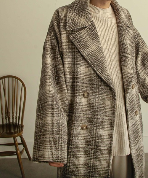 NILWAY（ニルウェイ）の「チェックツイードオーバーダブルチェスターコート（チェスターコート・メンズ・ホワイト/ブラック/ベージュ・MEDIUM/LARGE）」の21枚目の写真