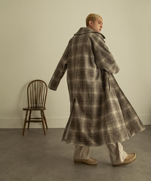 NILWAY（ニルウェイ）の「チェックツイードオーバーダブルチェスターコート（チェスターコート・メンズ・ホワイト/ブラック/ベージュ・MEDIUM/LARGE）」の10枚目の写真