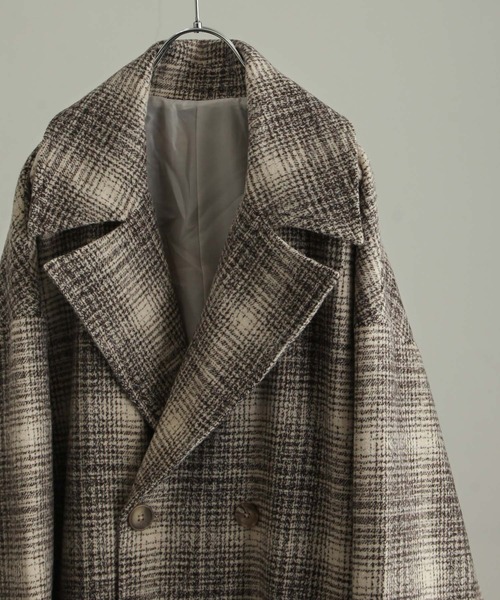 NILWAY（ニルウェイ）の「チェックツイードオーバーダブルチェスターコート（チェスターコート・メンズ・ホワイト/ブラック/ベージュ・MEDIUM/LARGE）」の5枚目の写真