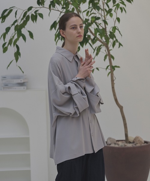 shiki tokyo（シキトウキョウ）の「Oversized Toromi Double Sleeve Shirt / オーバーサイズトロミダブルスリーブシャツ（シャツ/ブラウス・メンズ・ブルーグレー/ダークグレー・SMALL/MEDIUM/LARGE）」の17枚目の写真