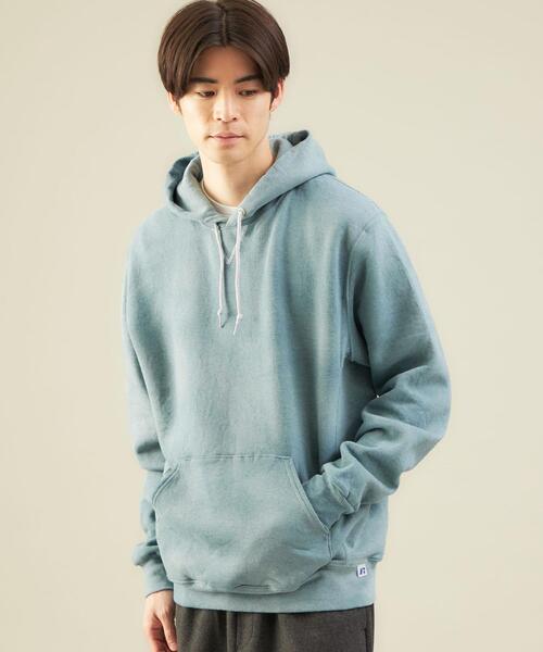 Russell Athletic（ラッセルアスレティック）の「【別注】＜RUSSELL ATHLETIC＞ガーメントダイ スウェット フーディー パーカー（パーカー・メンズ・ピンク/ケリー・XL/L/M）」の2枚目の写真