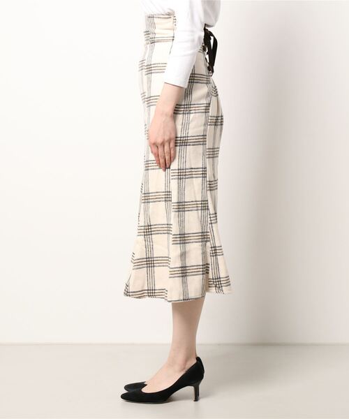 ADIRA（アディラ）の「キモウチェックマーメイドスカート（スカート・レディース・アイボリー/ブラック・MEDIUM）」の3枚目の写真
