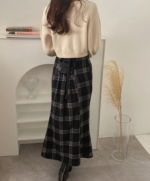 ADIRA（アディラ）の「キモウチェックマーメイドスカート（スカート・レディース・アイボリー/ブラック・MEDIUM）」の12枚目の写真