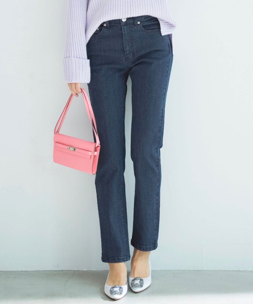 KOBE LETTUCE（コウベレタス）の「[岡部あゆみさんコラボ]スリムストレートデニムパンツ（デニムパンツ・レディース・ブルー/ダークインディゴブルー/ライトブルー/グレー/ブラック系・S/M/XS）」の4枚目の写真