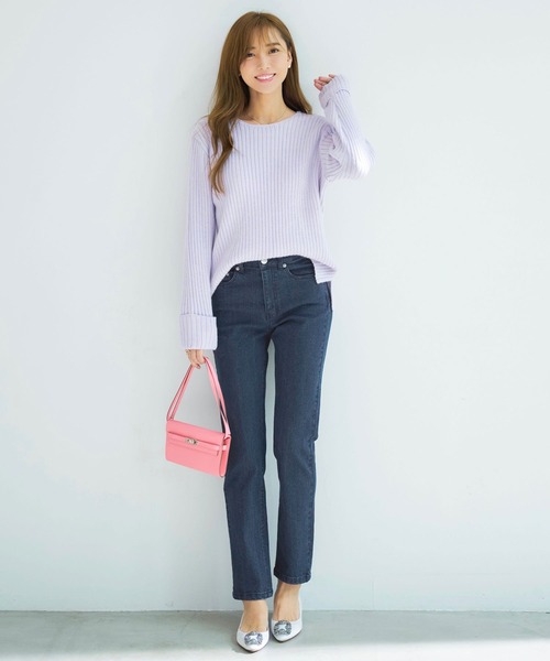 KOBE LETTUCE（コウベレタス）の「[岡部あゆみさんコラボ]スリムストレートデニムパンツ（デニムパンツ・レディース・ブルー/ダークインディゴブルー/ライトブルー/グレー/ブラック系・S/M/XS）」の15枚目の写真