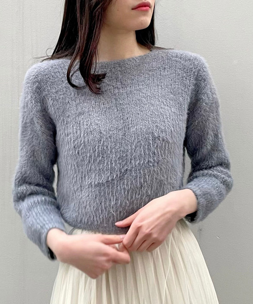 titty＆Co. PETIT（ティティアンドコープティ）の「【titty&Co.PETIT】ショートシャギーニットトップス（ニット/セーター・レディース・ホワイト/ピンク/ブラック/ベージュ/グレー・FREE）」の3枚目の写真