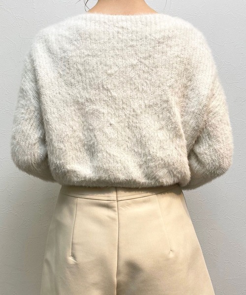 titty＆Co. PETIT（ティティアンドコープティ）の「【titty&Co.PETIT】ショートシャギーニットトップス（ニット/セーター・レディース・ホワイト/ピンク/ブラック/ベージュ/グレー・FREE）」の8枚目の写真