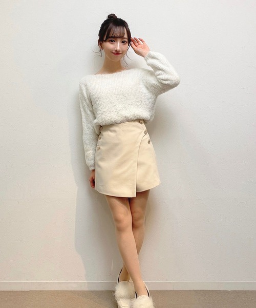 titty＆Co. PETIT（ティティアンドコープティ）の「【titty&Co.PETIT】ショートシャギーニットトップス（ニット/セーター・レディース・ホワイト/ピンク/ブラック/ベージュ/グレー・FREE）」の10枚目の写真