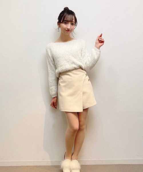 titty＆Co. PETIT（ティティアンドコープティ）の「【titty&Co.PETIT】ショートシャギーニットトップス（ニット/セーター・レディース・ホワイト/ピンク/ブラック/ベージュ/グレー・FREE）」の9枚目の写真