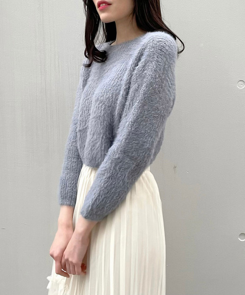 titty＆Co. PETIT（ティティアンドコープティ）の「【titty&Co.PETIT】ショートシャギーニットトップス（ニット/セーター・レディース・ホワイト/ピンク/ブラック/ベージュ/グレー・FREE）」の13枚目の写真