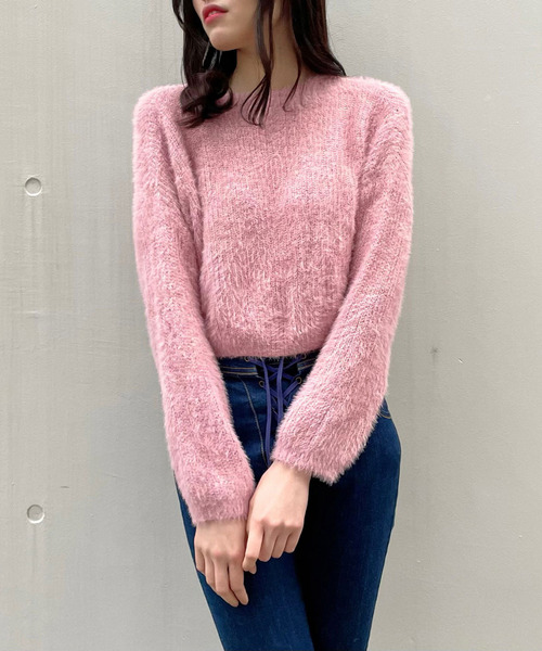 titty＆Co. PETIT（ティティアンドコープティ）の「【titty&Co.PETIT】ショートシャギーニットトップス（ニット/セーター・レディース・ホワイト/ピンク/ブラック/ベージュ/グレー・FREE）」の14枚目の写真