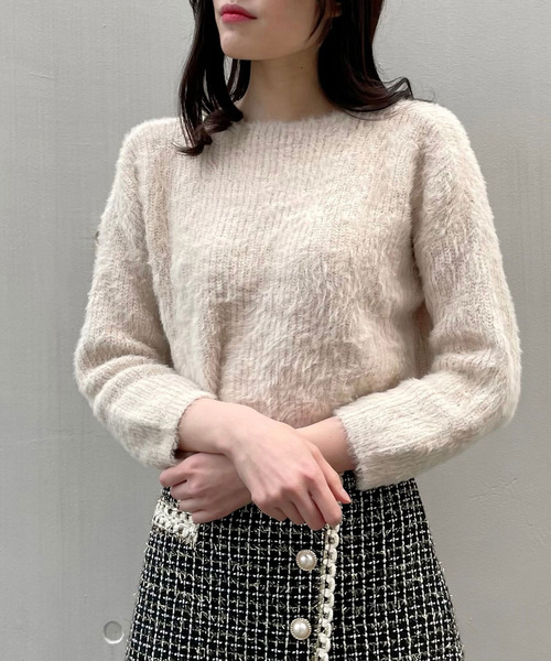 titty＆Co. PETIT（ティティアンドコープティ）の「【titty&Co.PETIT】ショートシャギーニットトップス（ニット/セーター・レディース・ホワイト/ピンク/ブラック/ベージュ/グレー・FREE）」の16枚目の写真