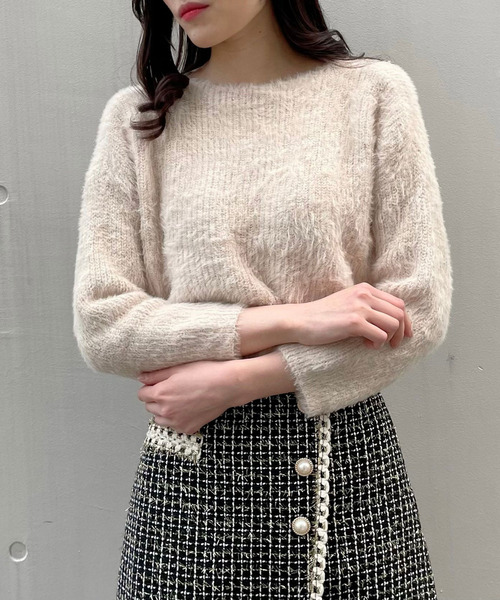 titty＆Co. PETIT（ティティアンドコープティ）の「【titty&Co.PETIT】ショートシャギーニットトップス（ニット/セーター・レディース・ホワイト/ピンク/ブラック/ベージュ/グレー・FREE）」の17枚目の写真