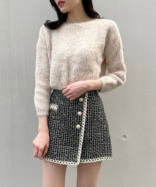 titty＆Co. PETIT（ティティアンドコープティ）の「【titty&Co.PETIT】ショートシャギーニットトップス（ニット/セーター・レディース・ホワイト/ピンク/ブラック/ベージュ/グレー・FREE）」の19枚目の写真