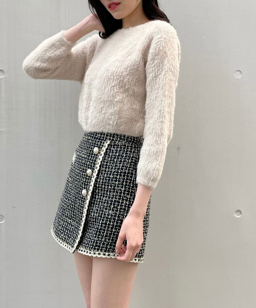 titty＆Co. PETIT（ティティアンドコープティ）の「【titty&Co.PETIT】ショートシャギーニットトップス（ニット/セーター・レディース・ホワイト/ピンク/ブラック/ベージュ/グレー・FREE）」の20枚目の写真