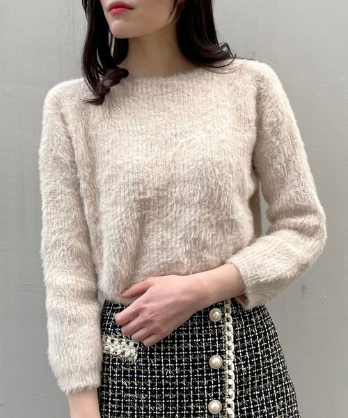 titty＆Co. PETIT（ティティアンドコープティ）の「【titty&Co.PETIT】ショートシャギーニットトップス（ニット/セーター・レディース・ホワイト/ピンク/ブラック/ベージュ/グレー・FREE）」の21枚目の写真