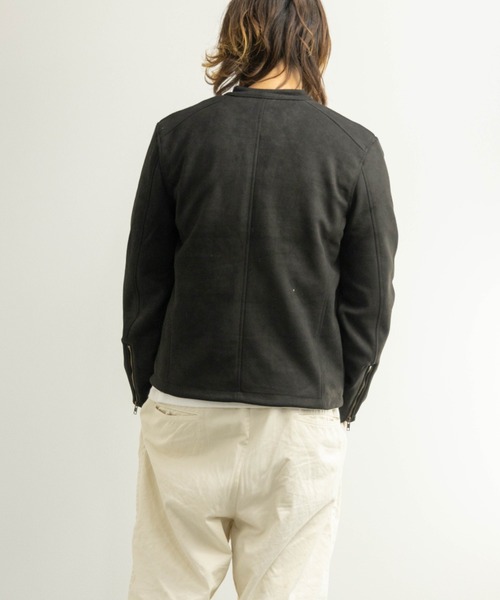 NYLAUS(ナイラス)の「フェイクスウェード シングルライダースジャケット(ライダースジャケット・メンズ・ブラック/キャメル・M/L/LL)」の4枚目の写真