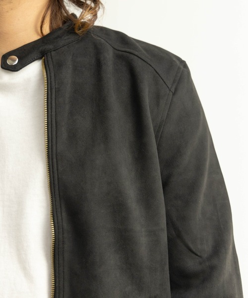 NYLAUS(ナイラス)の「フェイクスウェード シングルライダースジャケット(ライダースジャケット・メンズ・ブラック/キャメル・M/L/LL)」の5枚目の写真