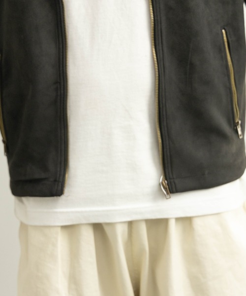 NYLAUS(ナイラス)の「フェイクスウェード シングルライダースジャケット(ライダースジャケット・メンズ・ブラック/キャメル・M/L/LL)」の6枚目の写真