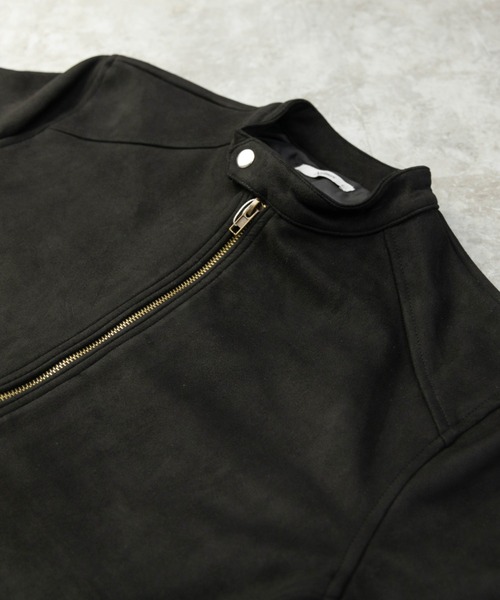 NYLAUS(ナイラス)の「フェイクスウェード シングルライダースジャケット(ライダースジャケット・メンズ・ブラック/キャメル・M/L/LL)」の11枚目の写真