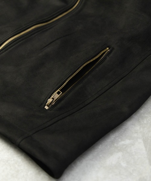 NYLAUS(ナイラス)の「フェイクスウェード シングルライダースジャケット(ライダースジャケット・メンズ・ブラック/キャメル・M/L/LL)」の16枚目の写真