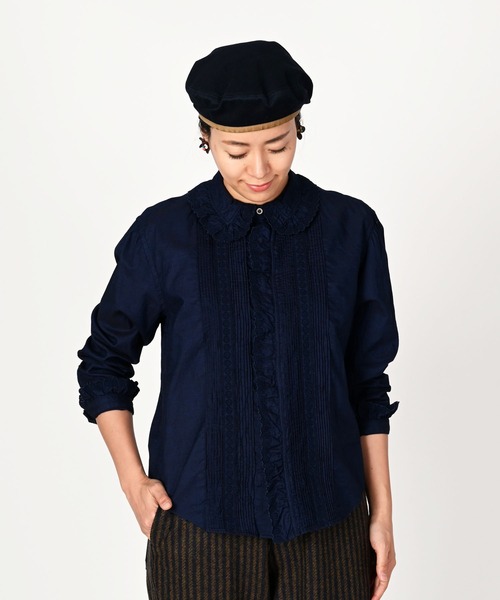 45R（フォーティファイブアール）の「薄オックスのアニーシャツ（インディゴ 濃）（シャツ/ブラウス・レディース・インディゴブルー・M/L）」の4枚目の写真