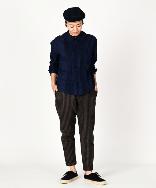 45R（フォーティファイブアール）の「薄オックスのアニーシャツ（インディゴ 濃）（シャツ/ブラウス・レディース・インディゴブルー・M/L）」の3枚目の写真