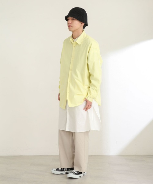 SENSE OF PLACE by URBAN RESEARCH（センスオブプレイスバイアーバンリサーチ）の「バンドカラーロングシャツ（シャツ/ブラウス・メンズ・ホワイト/ライトブルー・MEDIUM/LARGE）」の6枚目の写真