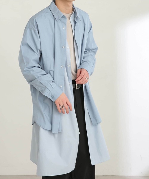 SOÉJUバンドカラー ロングシャツ ライトブルー バンドカラーロングシャツ - SOÉJU online store｜上質な大人の