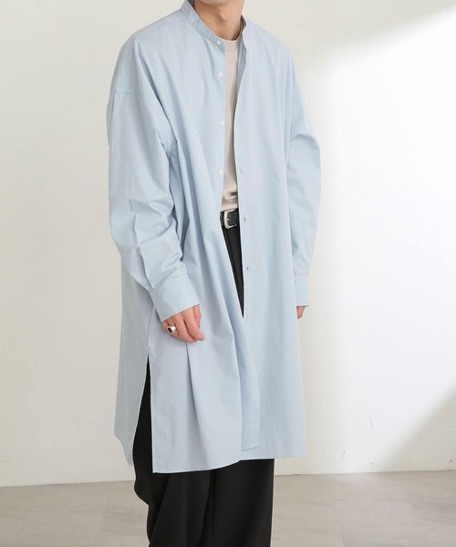 SENSE OF PLACE by URBAN RESEARCH（センスオブプレイスバイアーバンリサーチ）の「バンドカラーロングシャツ（シャツ/ブラウス・メンズ・ホワイト/ライトブルー・MEDIUM/LARGE）」の14枚目の写真