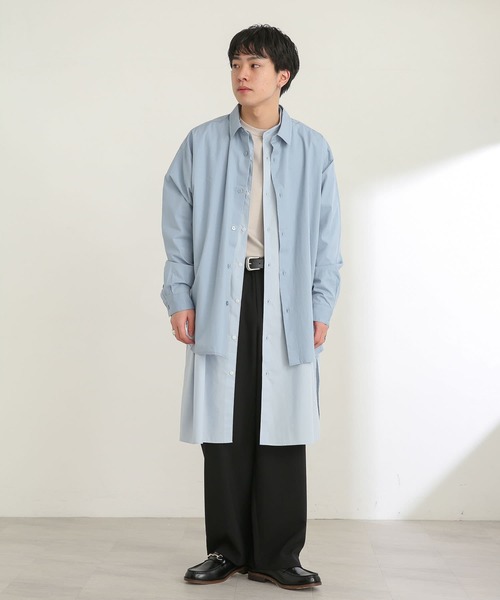 SENSE OF PLACE by URBAN RESEARCH（センスオブプレイスバイアーバンリサーチ）の「バンドカラーロングシャツ（シャツ/ブラウス・メンズ・ホワイト/ライトブルー・MEDIUM/LARGE）」の16枚目の写真