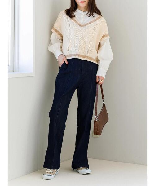 SLURR(スラ―)の「ニットベスト(ベスト・レディース・ベージュ/ネイビー・FREE)」の14枚目の写真