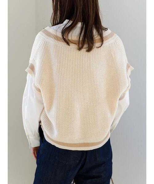 SLURR(スラ―)の「ニットベスト(ベスト・レディース・ベージュ/ネイビー・FREE)」の13枚目の写真