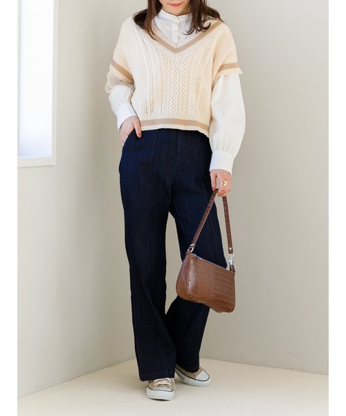 SLURR(スラ―)の「ニットベスト(ベスト・レディース・ベージュ/ネイビー・FREE)」の10枚目の写真