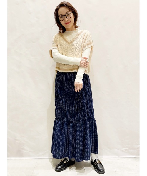 SLURR(スラ―)の「ニットベスト(ベスト・レディース・ベージュ/ネイビー・FREE)」の21枚目の写真