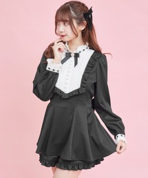 シークレットハニー ハシゴレーススタンドカラーセットアップ ピンク シークレットハニー Secret Honey ハシゴレーススタンドカラー