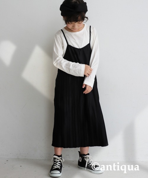 antiqua（アンティカ）の「ランダムプリーツキャミワンピース（ワンピース・キッズ・ベージュ/ブラック・5/3/6/4）」の19枚目の写真