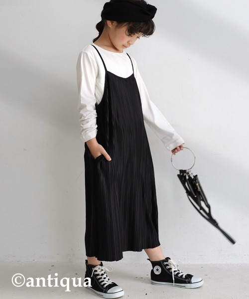 antiqua（アンティカ）の「ランダムプリーツキャミワンピース（ワンピース・キッズ・ベージュ/ブラック・5/3/6/4）」の20枚目の写真
