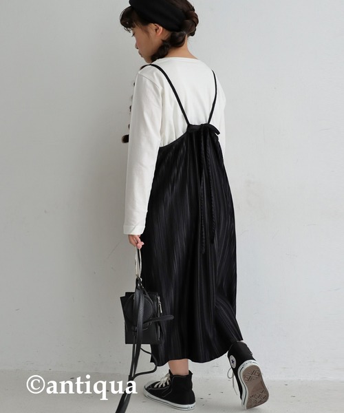antiqua（アンティカ）の「ランダムプリーツキャミワンピース（ワンピース・キッズ・ベージュ/ブラック・5/3/6/4）」の21枚目の写真