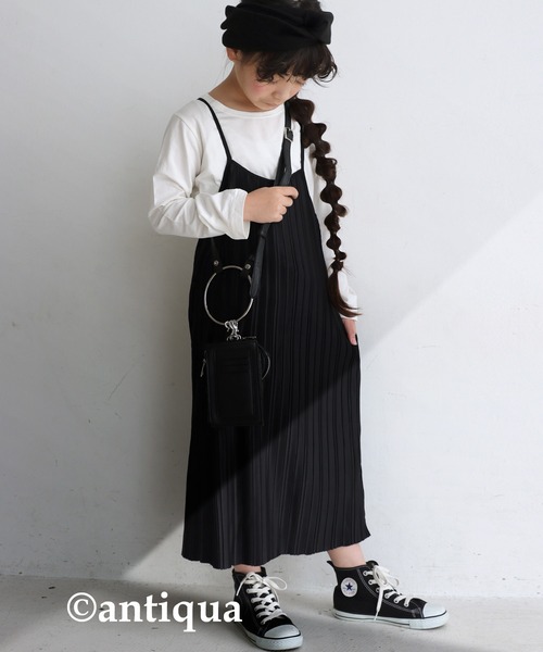 antiqua（アンティカ）の「ランダムプリーツキャミワンピース（ワンピース・キッズ・ベージュ/ブラック・5/3/6/4）」の18枚目の写真
