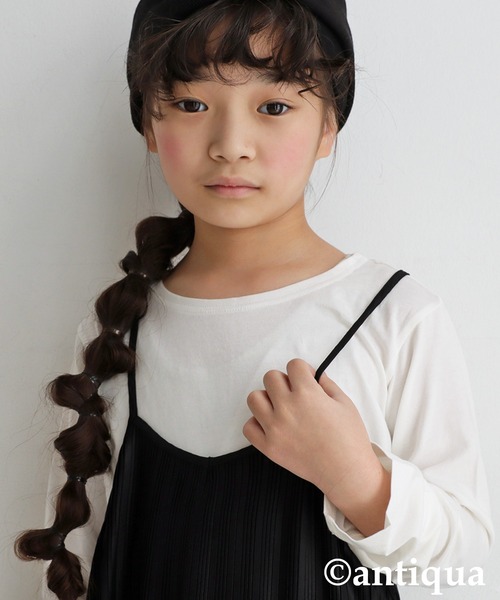 antiqua（アンティカ）の「ランダムプリーツキャミワンピース（ワンピース・キッズ・ベージュ/ブラック・5/3/6/4）」の22枚目の写真