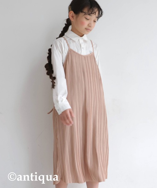 antiqua（アンティカ）の「ランダムプリーツキャミワンピース（ワンピース・キッズ・ベージュ/ブラック・5/3/6/4）」の5枚目の写真